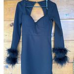 Lulus NWOT  Iconic Spectacle Black Feather Bustier Backless Mini Dress Cut Out S Photo 1