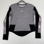 Nike Running Dri Fit Long Sleeve Top Women's Size S Center Swoosh Gray Pink Photo 1