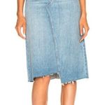 MOTHER Denim MOTHER Straight A Step Midi Fray Denim Skirt Size 26 Photo 3