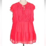 Torrid  Chiffon Swiss Dot Lace Crochet Inset Tie-Front Top Blouse Plus Size 4X Photo 4