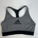Adidas Medium M Sports Bra Support Bonded Racerback Grey Center Logo Women's Photo 2