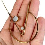 Gold Tone Geometric V Open Circle Long Chain Necklace Photo 3