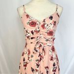 Three Pink Hearts  Dress Womens XS Floral‎ Print Maxi Pink High Low Hem Ruched Photo 1