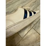 Adidas women's size 9 white/blue 3-stripe lace-up leather sneakers Photo 4