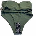 Zaful new ❤︎ Bandeau High Cut Bikini 2PC Swimsuit ❤︎ Army Green ❤︎ 6 Top / 4 Btm Photo 11