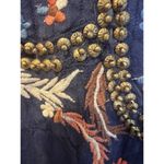 Anthropologie Crewneck Embroidered Tunic Dress Size XL Petite Short Navy Blue Photo 9