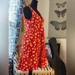 ASOS Women’s Red Floral V-Neck Sleeveless Dress 90’s Daisy Print Sundress Retro Photo 2