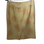 Talbots Collection Pleated Silk Linen Straight Yellow Floral Skirt 23” Size 10 Photo 2