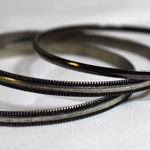 Source Unknown Trendy Stackable Set Of 3 Silver Tone Metal Black Accent 6" Grunge Bracelets Photo 0