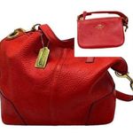 Coach Luxe Hadley Tumbled Red Leather Oversized Carry-On Shoulder Bag Satchel Photo 1