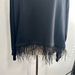 Evy's Tree Size 1X Black Feather Fringe Round Neck Pullover Sweater Cozy Chic Photo 4