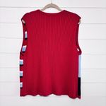 Karen Scott Americana Knit Sweater Vest Size L Red White Blue Stars & Stripes Photo 2