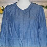 Chico's 1 Blue Ombre Open Front Chambray Shacket Jacket Size M 8 Pockets Photo 3