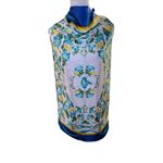 Vintage Woman Scarf Godiva Blue White Green Yellow Silk Morning Glory Classic Photo 4