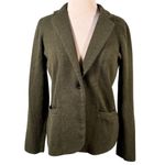 J.Crew Women's Green Cotton Knit Sweater Blazer Size M Notched Lapel Photo 1