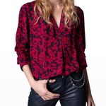 Zadig & Voltaire Tink Bico Flowers Logo Blouse Long Sleeve Floral Dark Goth XS Photo 0