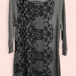White House | Black Market  Gray Sweater Dress with Lace Design Photo 0