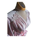 Vtg 1980s Lorraine Blush Pink Satin Embroidered Gathered Sleeve Wrap Robe Sz M Photo 3