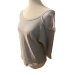 Xhilaration Gray W/ Sequins 3/4in Sleeves 100% Cotton Lightweight Stylish Fringe Photo 7