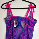 Savage X Fenty Bodysuit Corset Lace Pink Blue Bows Tie Straps Plus Size 2X Purple Photo 4