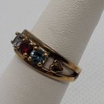 Sterling Silver Gold Plated, Spinel & Aquamarine Ring Blue Photo 2