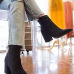 black heeled ankle studded boots Size 7.5 Photo 1