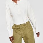 Levi's NEW Levi’s Henley Ribbed Top Long Sleeves Loose Fit Ivory Stretch Womens XL Photo 1