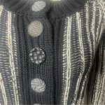 Pure Handknit Artisan‎ Stripe Cotton Cardigan Sweater | Small | Neutral Style Black Photo 7
