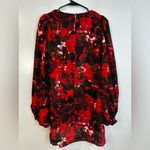 Vivienne Tam NWT Abstract Red Shift Mini Dress Long Balloon Sleeves Size 4 Photo 5