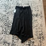 Nordstrom NWT  Asymmetrical Black Satin Midi Skirt Photo 3