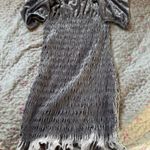 H&M Divided Silver/Grey Velvet Bodycon Dress with Poof Sleeves Photo 0