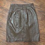 💖Vintage Toffs Chocolate Brown High Waisted Leather Skirt Size 10 Photo 2