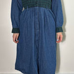 Talbots  Vintage Denim Plaid Midi Dress Size 8P Photo 0