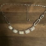 Silver tone marbled cabochon stone necklace Photo 1
