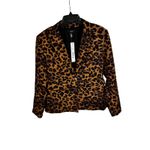 AQUA  Leopard Print Peak Lapel Blazer Jacket Women's Size S Gold Button Photo 5