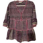 Maeve  Anthropologie Women's Size SP Lilyana Tiered Boho Tunic‎ Blouse Top Silk Photo 5