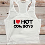 I Love Hot Cowboys Cropped Tank White Size M Photo 0