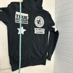 True Religion  Multi Logo Zip Up Hoodied Sweatshirt Jet Black Size S Photo 7