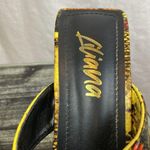 Liliana  Yellow & Black Animal Print Chain Square Toe Triangle Heel Shoes 8 Photo 6