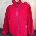 L.L.Bean Vintage Womens Fleece Jacket Pink Full Zip Mock Neck Long Sleeve Logo Photo 1