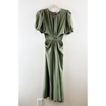 ZARA  Short Puff Sleeve Round Neck Cut Out A-Line Midi Dress Green Small Photo 2