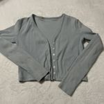 Brandy Melville  Paige Blue Ribbed Crop Cardigan Longsleeve Normcore Women's Photo 0