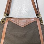 Michael Kors Olive Camel Raven Canvas Leather Shoulder Tote Purse Handbag Photo 2