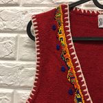 Vtg‎ Star Cody knit vest cardigan beaded Native American look 80% silk Red Size M Photo 3