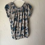 Faded Glory  Y2k Floral Smocked Top Gray‎ Blue Organic Cotton Size M Photo 4