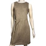 DKNY  Womens Size 8 Light Brown Gold Zipper Accented Faux Micro Suede Shift Dress Photo 2