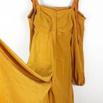 NWOT Silvia Tcherassi Magnolia Silk Midi Dress Small Cold Shoulder Button Front Yellow Photo 11