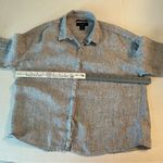 Tahari Women’s  Light Gray European Flax 100% linen button up shirt size Large Photo 3