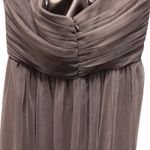 Amsale Womens Brown Strapless Ruched Bodice Chiffon Formal Gown Size 8 Photo 5