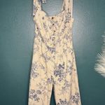 Gal Meets Glam Linen Blue Floral Jumpsuit Photo 1